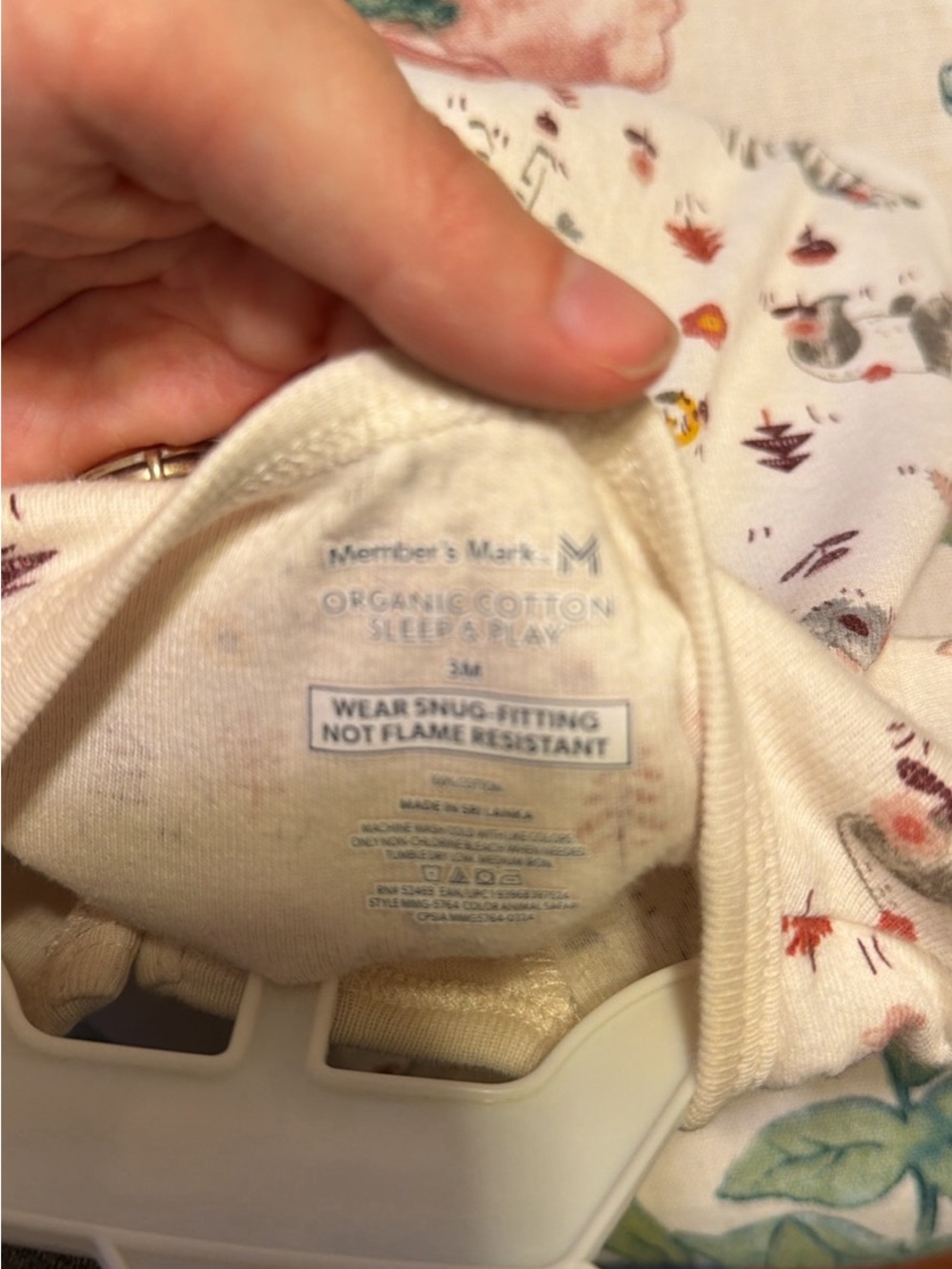 Member's Mark Organic Cotton Sleep & Play - Cream with Woodland Print